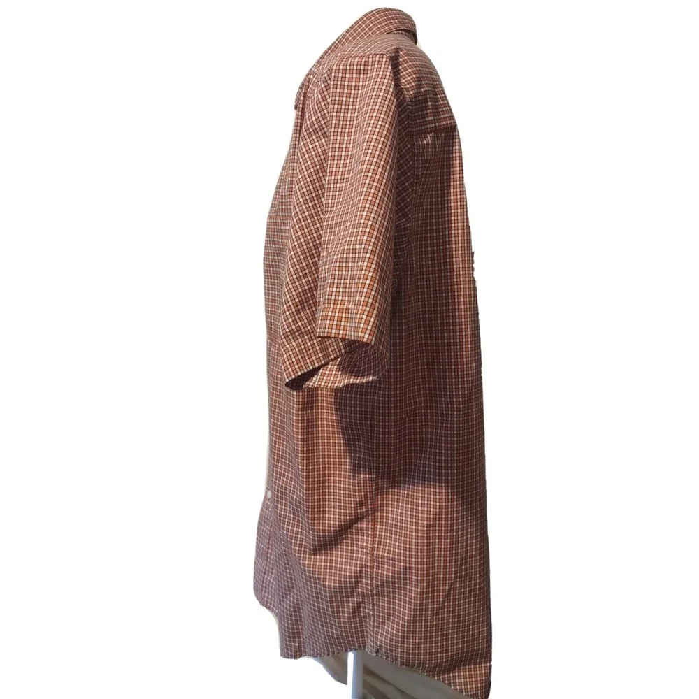 Chaps Ralph Lauren Shirt Large Mens Y2K Norm Core Orange‎ White Mini Plaid Retro